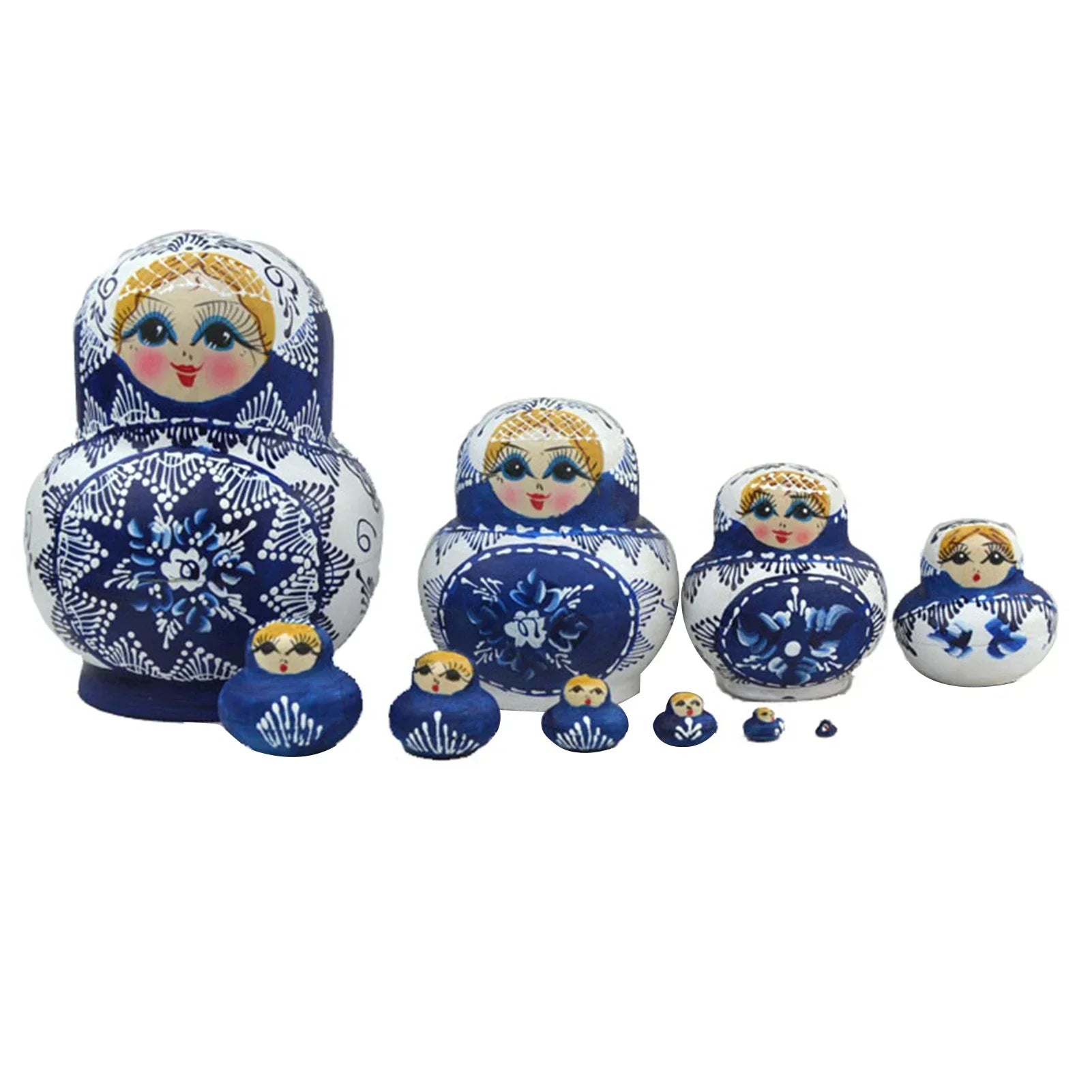 Traditional 10pc Set Wooden Nesting Dolls - Fesara