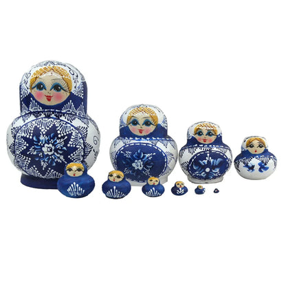 Traditional 10pc Set Wooden Nesting Dolls - Fesara