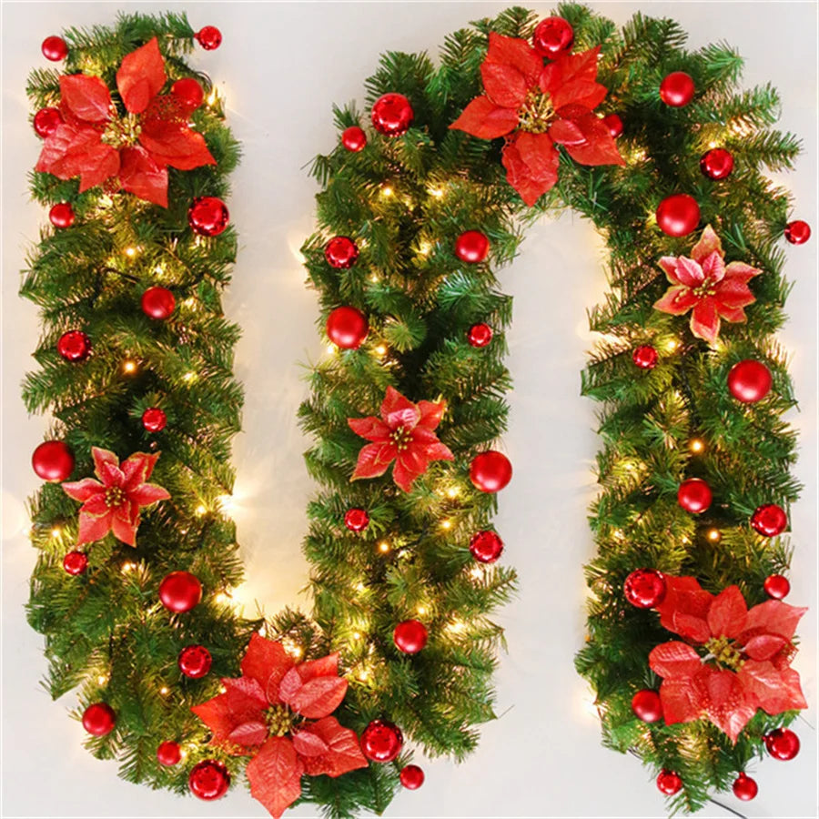 LED Lit Christmas Garland 2.7m with Fir Branches