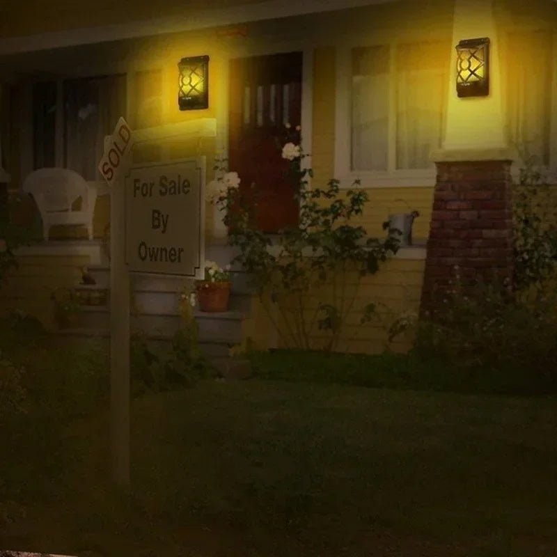 Outdoor Solar Wall Lamp with 96 LED Flame Effect