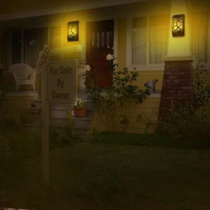Outdoor Solar Wall Lamp with 96 LED Flame Effect
