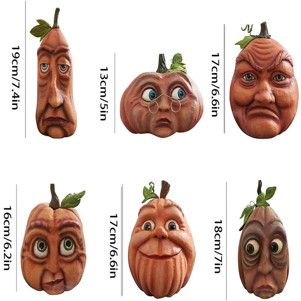 Colorful Carved Pumpkin Halloween Decor