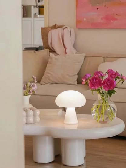 Elegant White Ceramic Mushroom Table Lamp