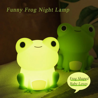 Colorful Kids Night Light Frog with Timer and USB Recharge