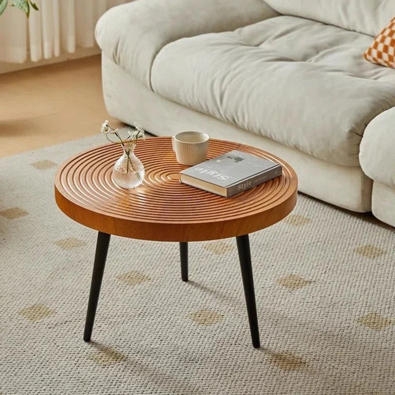 Traditional Round Wood Coffee Table Japanese Style Low Table