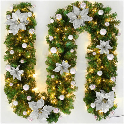 LED Lit Christmas Garland 2.7m with Fir Branches