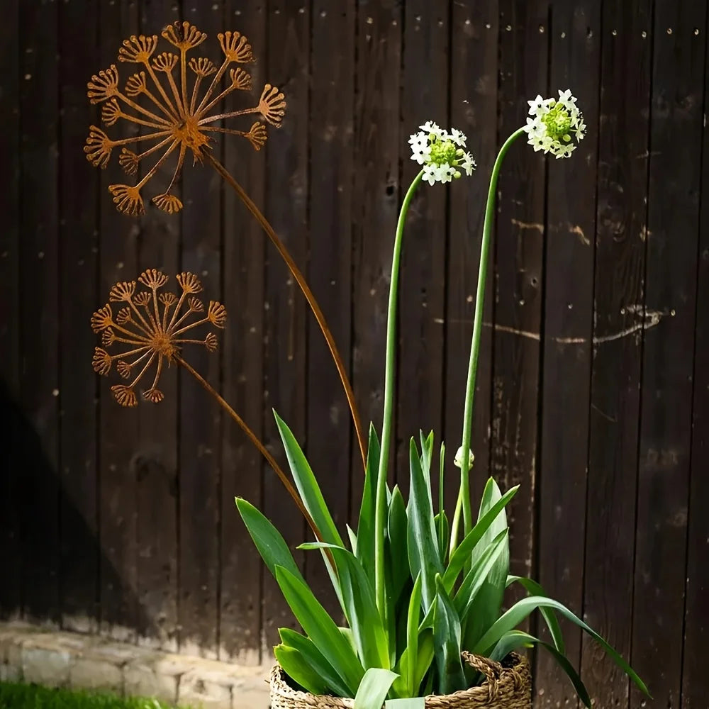 Colorful Metal Flower Garden Stake Decor