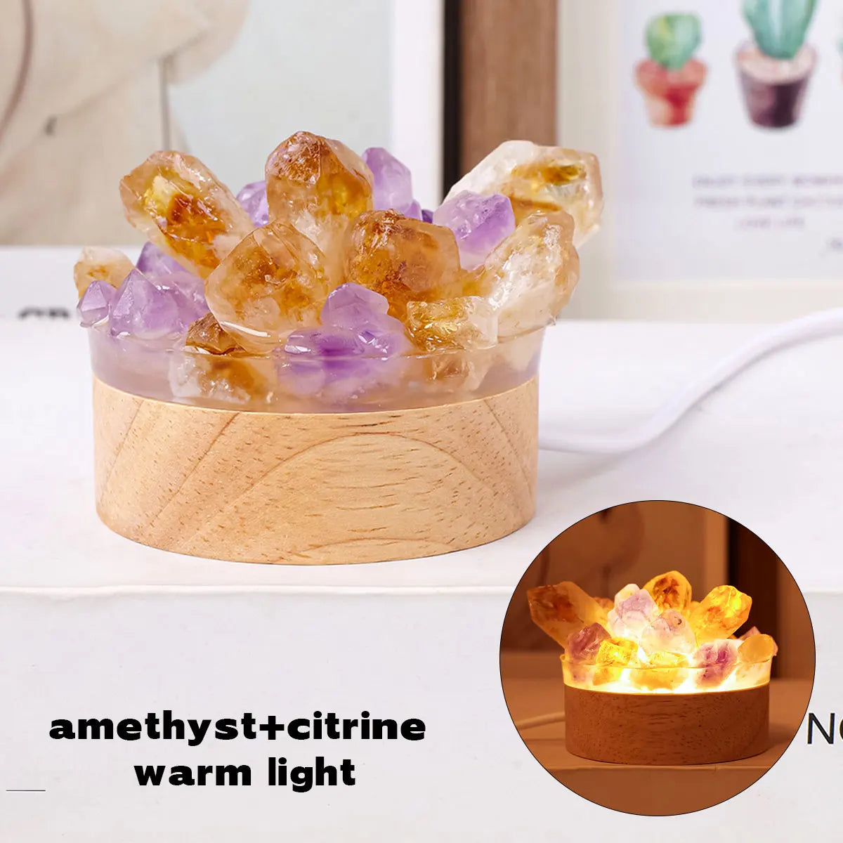 Natural Stone Crystal Table Lamp