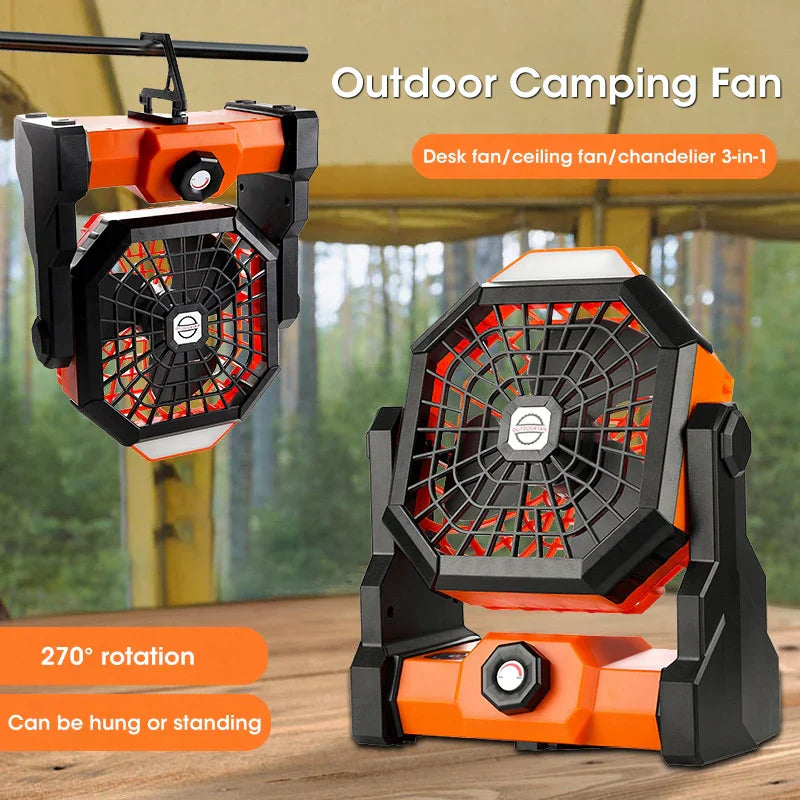 Portable LED Camping Fan Lantern with USB Rechargeable Battery