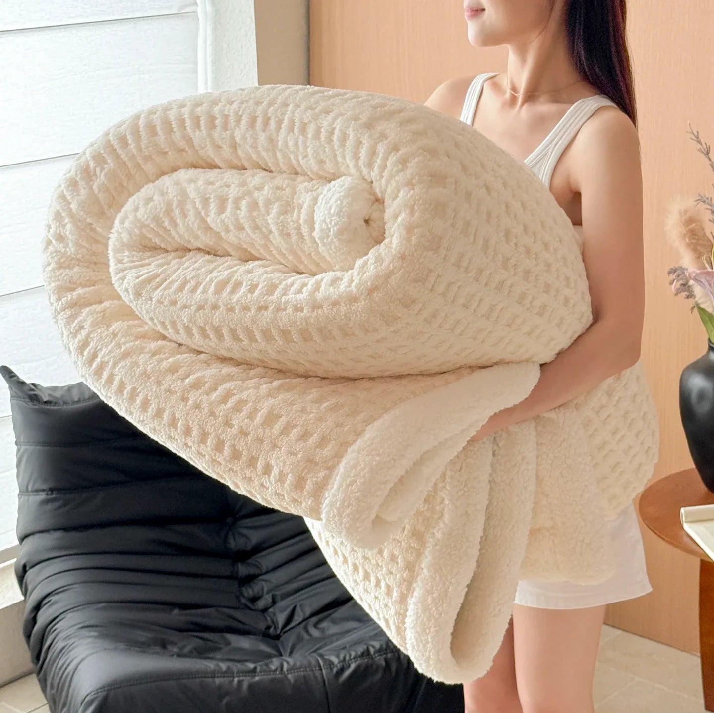Cozy Double Layer Fleece Blanket with Soft Plush Finish