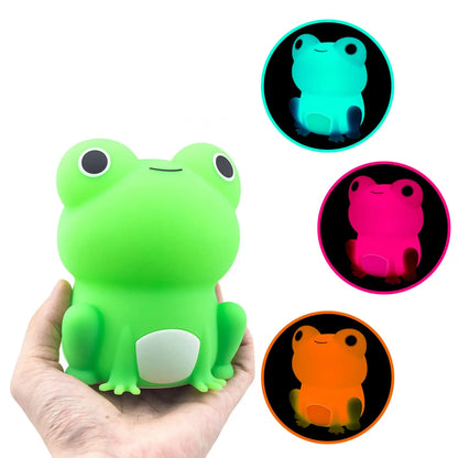 Colorful Kids Night Light Frog with Timer and USB Recharge