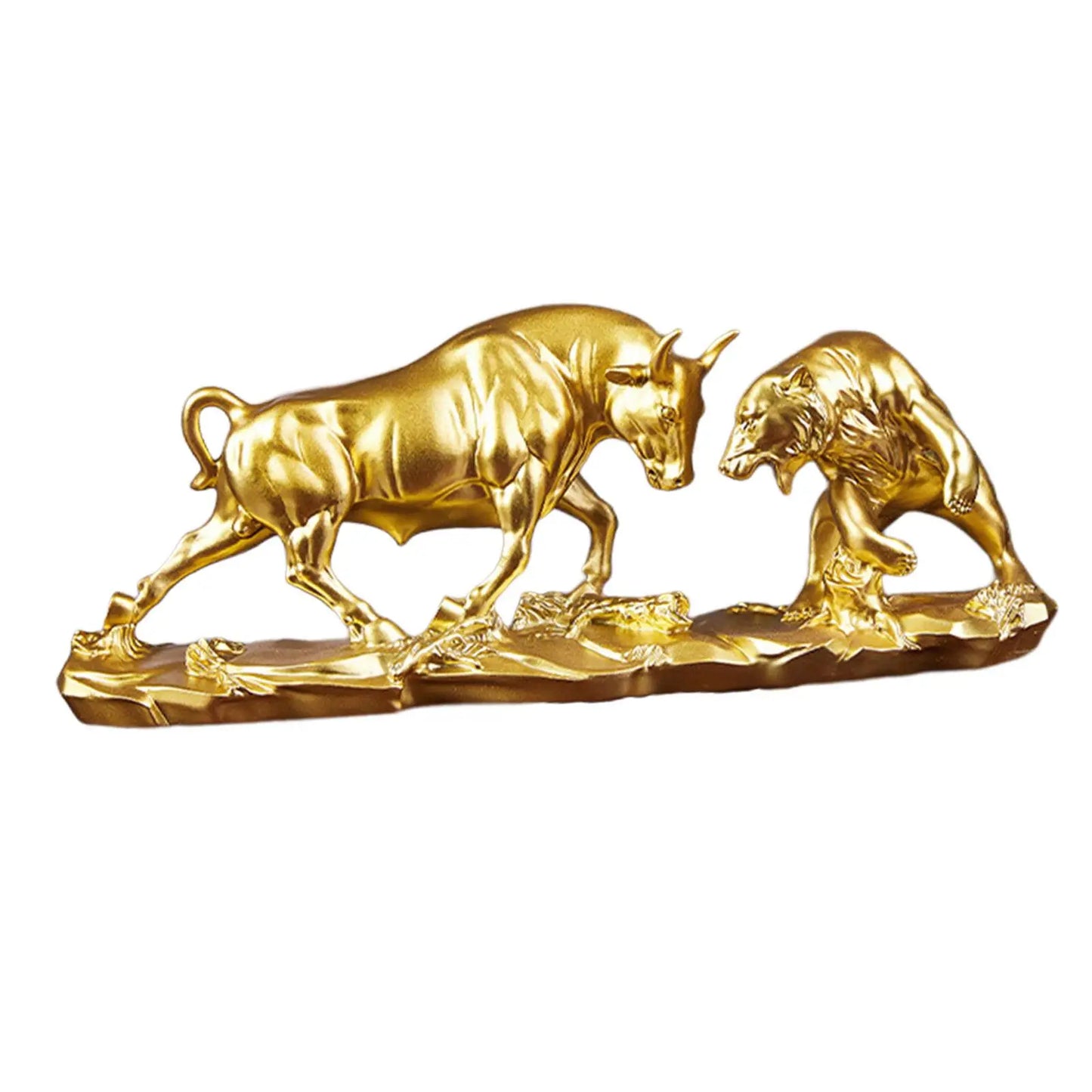 Lucky Bear and Bull Figurine, Asian Decor Statue Set - Fesara