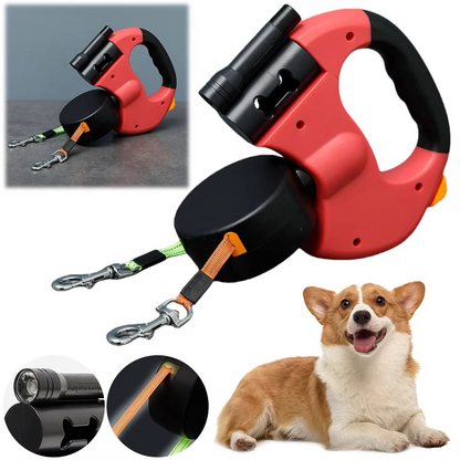 Durable Dual Dog Leash with LED Night Light
