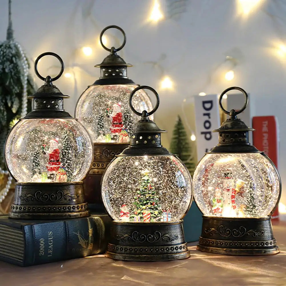 Traditional Christmas Snow Globe Lamp with LED Lights