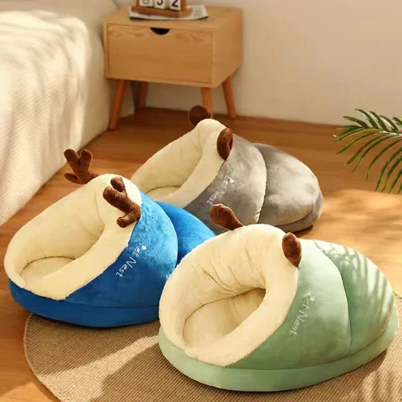 Slippernest - Foldable Dog Bed in Coral Fleece for Winter Comfort-3