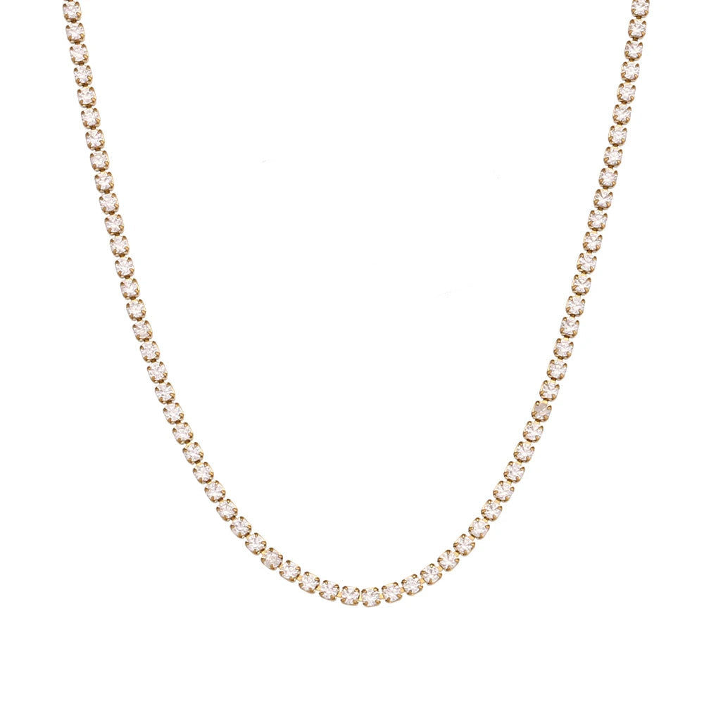 Delicate 2mm Thin Chain Bracelet Necklace Set - Fesara