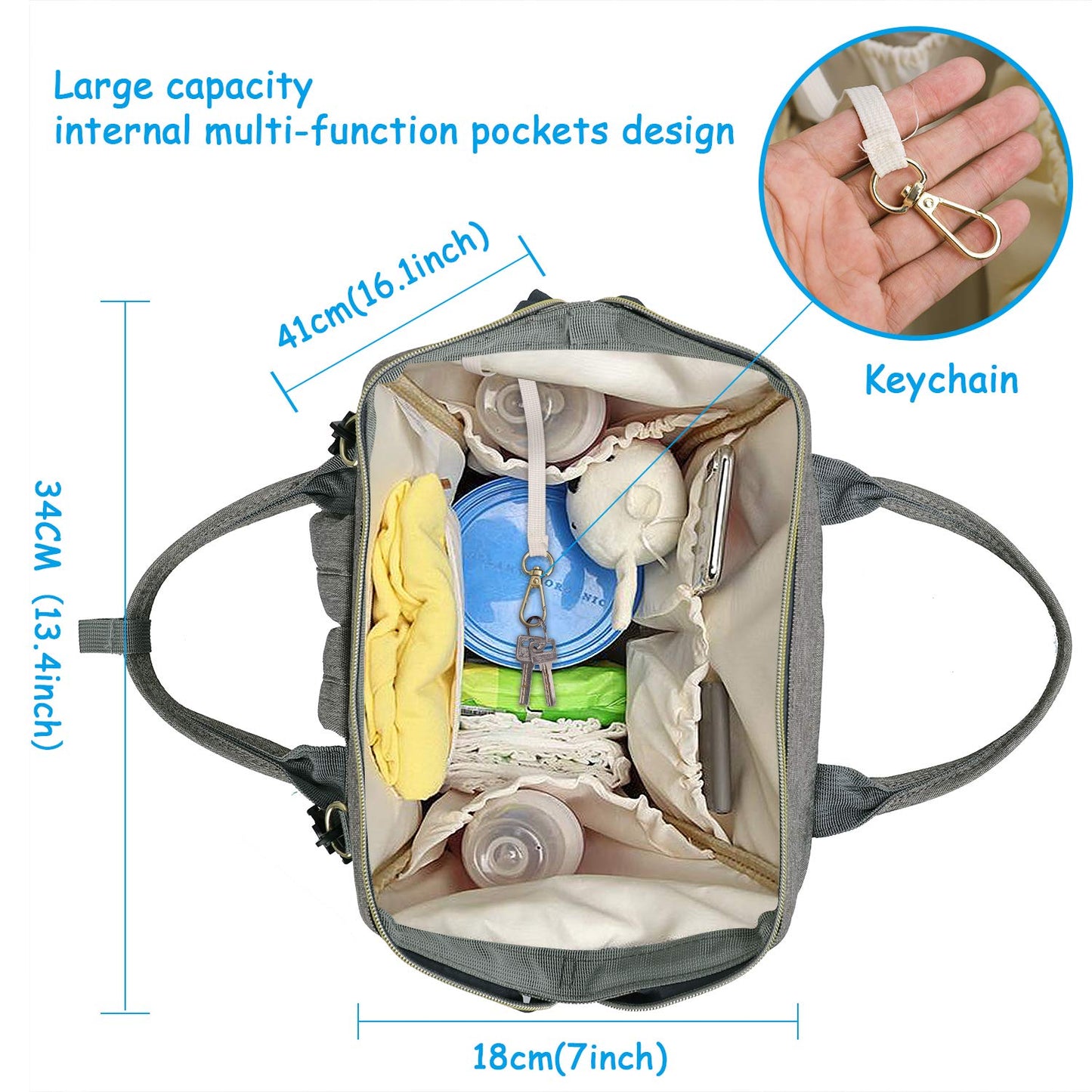 Spacious USB Baby Diaper Bag Backpack