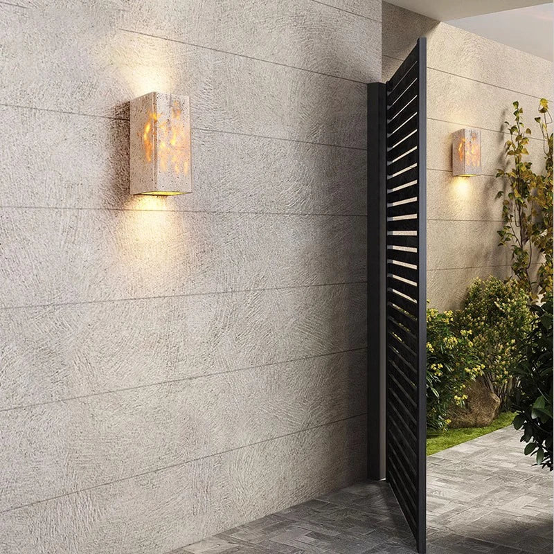 Simple Stone Outdoor LED Wall Sconce Light