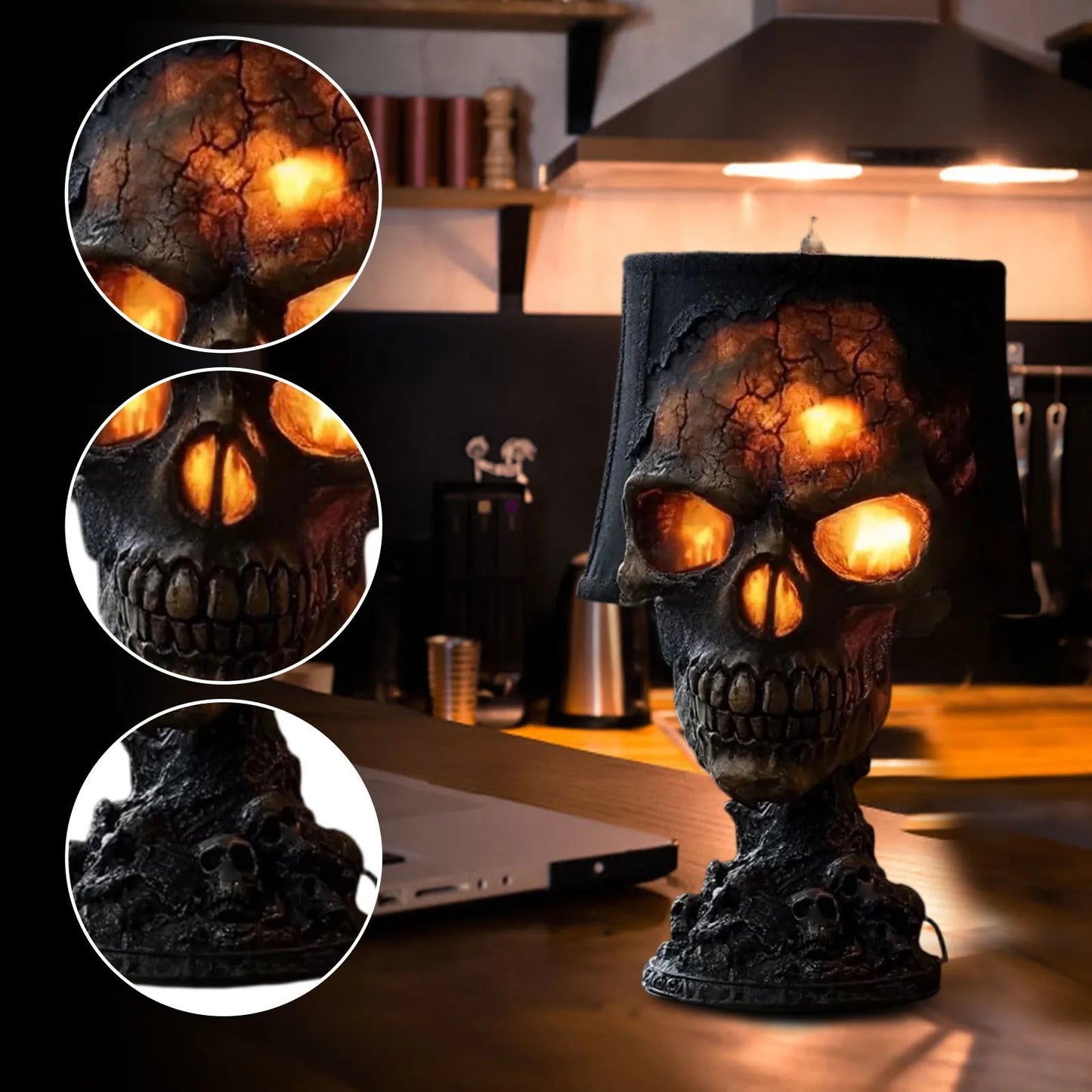 Spooky Skull Table Lamp Dark LED Light