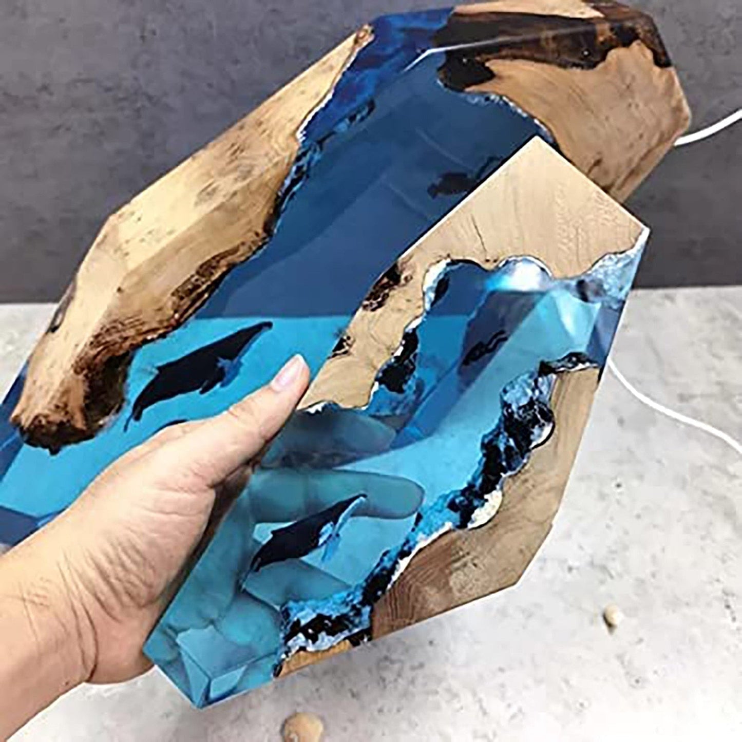 Ocean Blue Diving Resin Table Lamp Decor