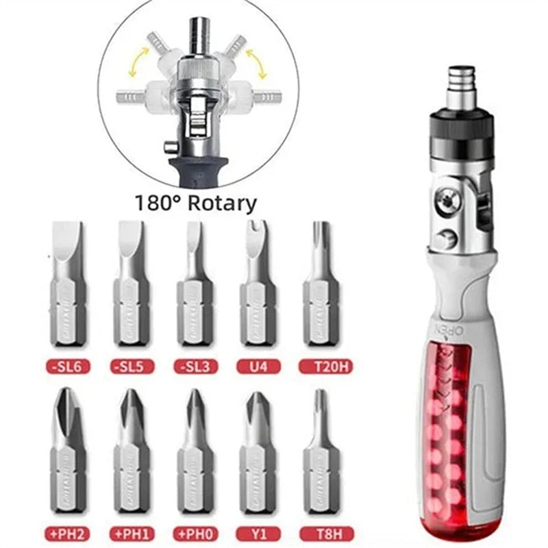Fesara Pro Adjustable Folding Ratchet Screwdriver Kit