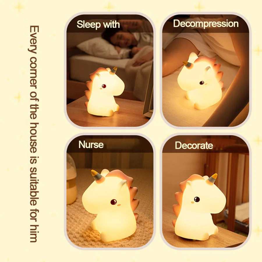 Colorful Unicorn LED Nightlight Soft Silicone USB
