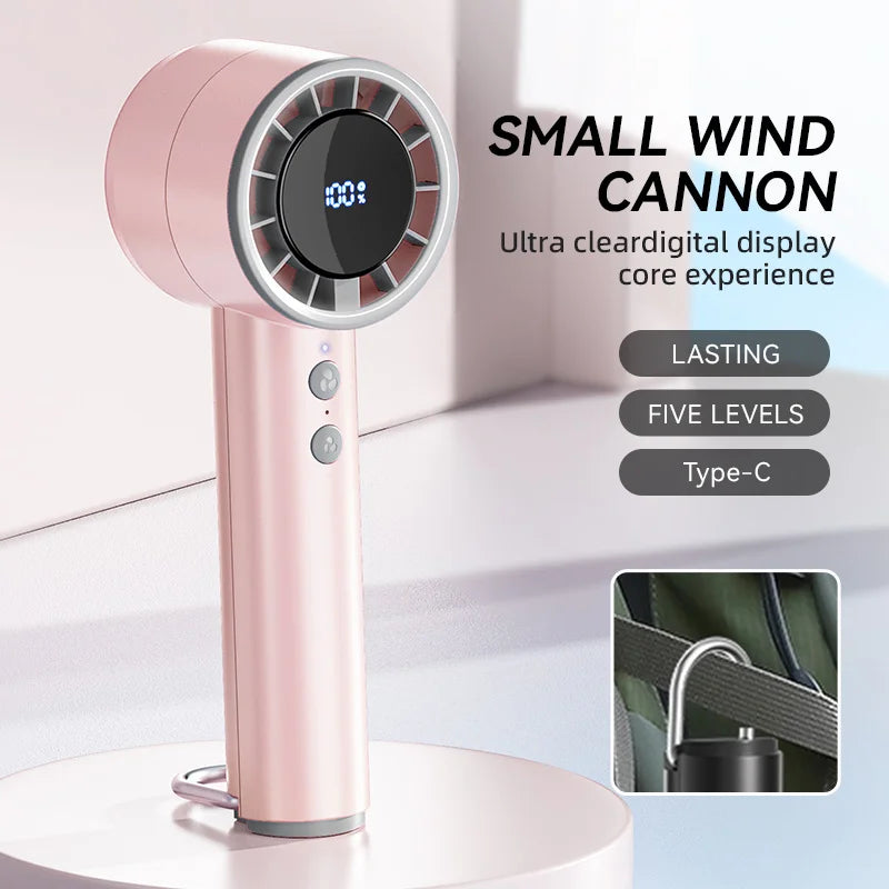 Compact Rechargeable Mini Handheld Fan with LED Display
