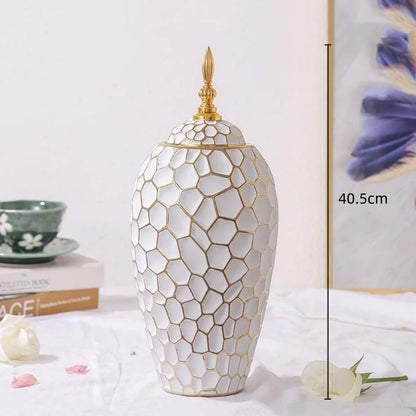 Elegant Gold Ceramic Vase Decorative Home Accent