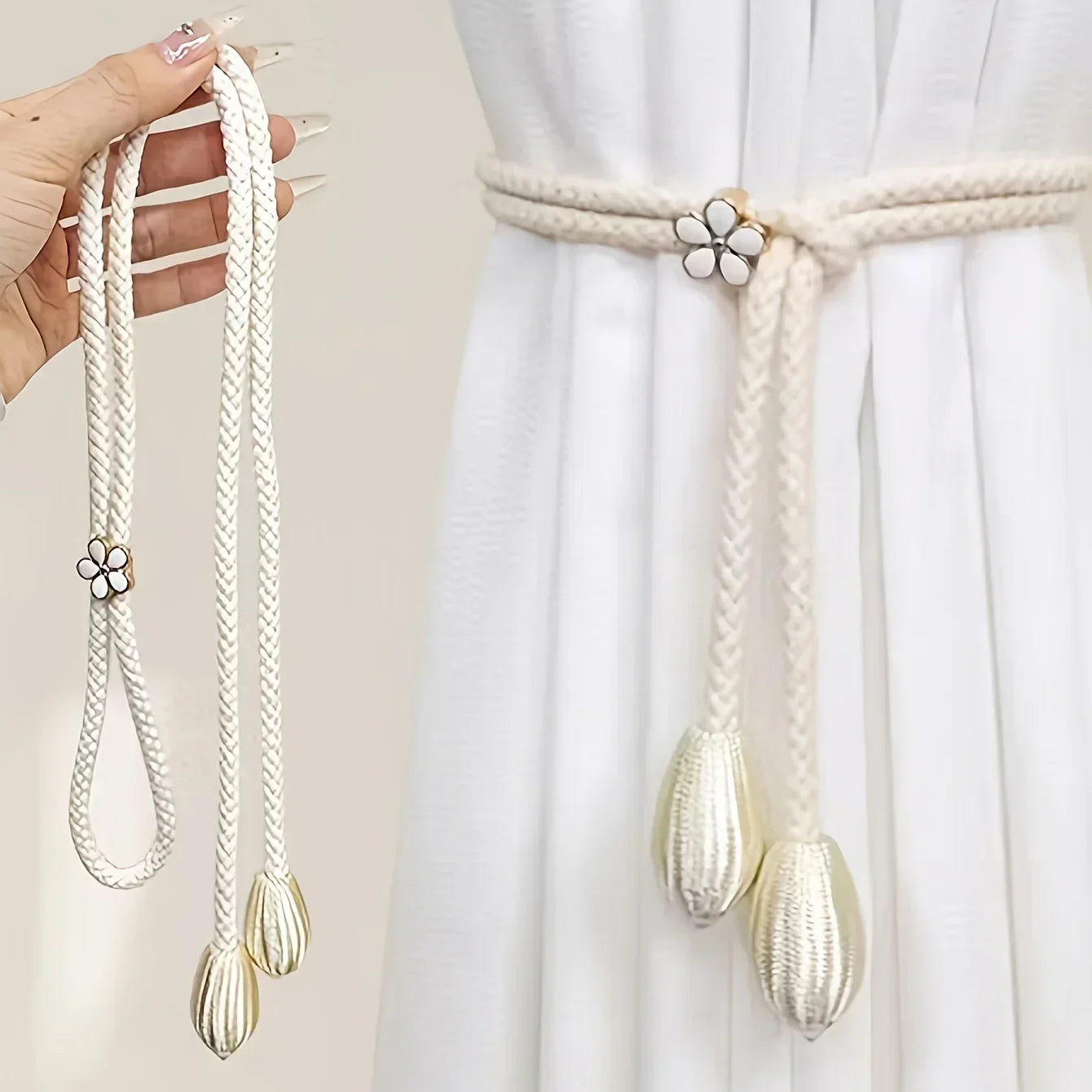 Easy Fit Curtain Tiebacks 2-Pack with Decorative Buckle