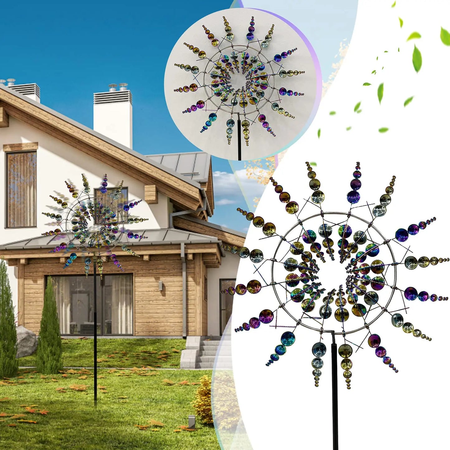 Colorful Solar Windmill Garden Spinner Ornament