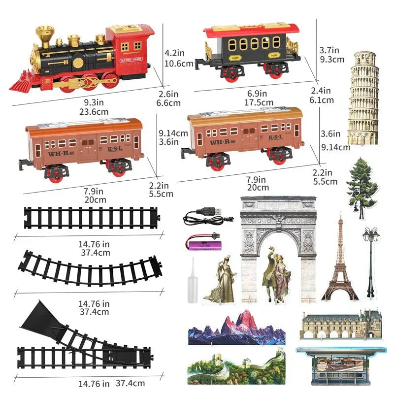 Vintage Model Train Set with Lights and Sound Effects