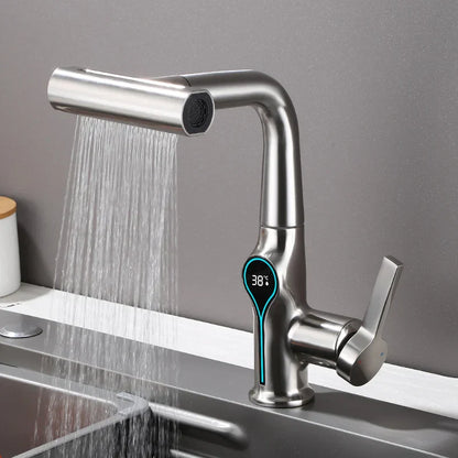 Modern Faucet with LED Temperature and Spray Nozzle