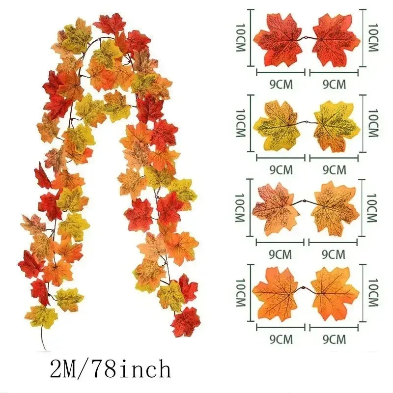 Autumn Maple Leaf Artificial Garland for Home Decor - Fesara