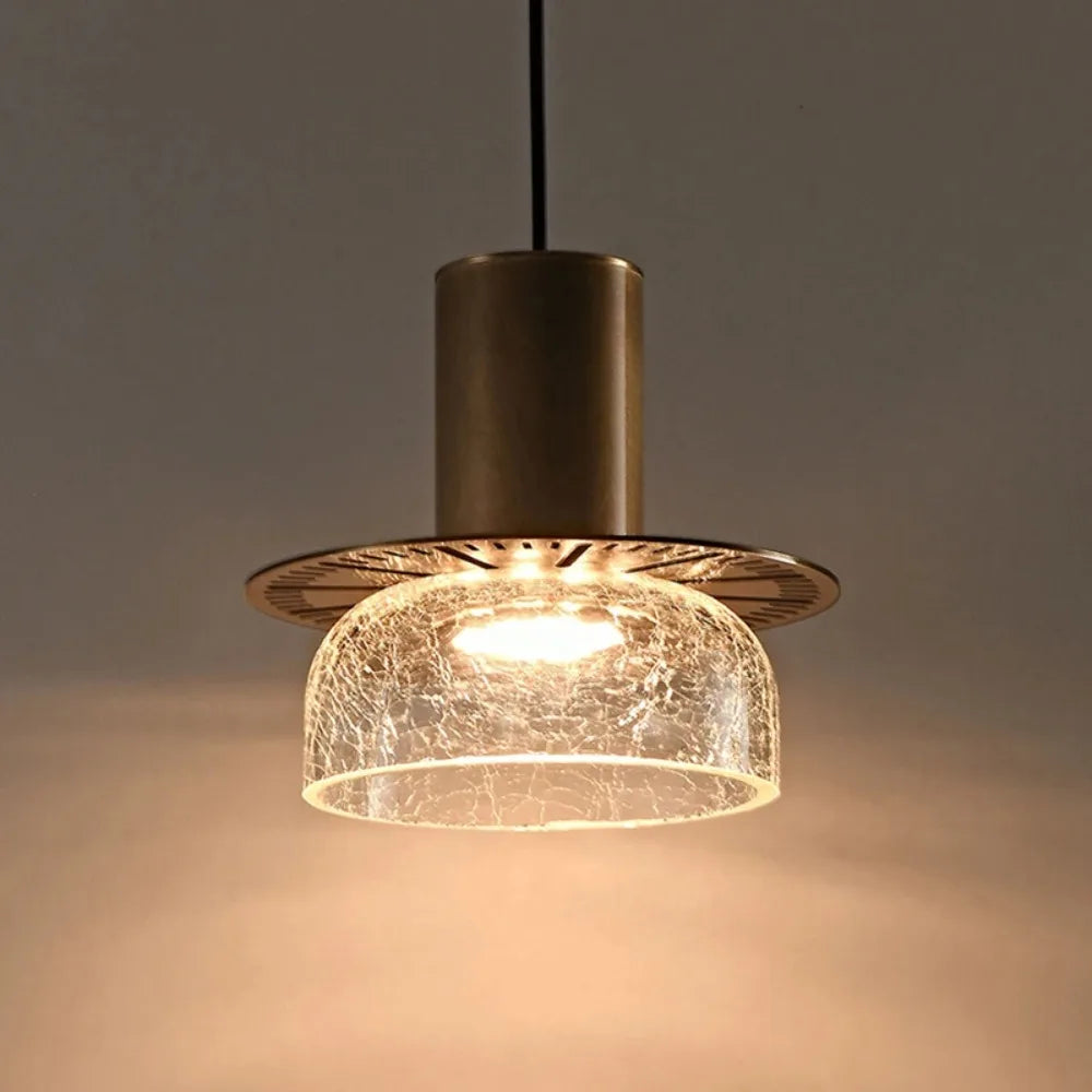 Unique Glass Drop Pendant Light with Cracked Design
