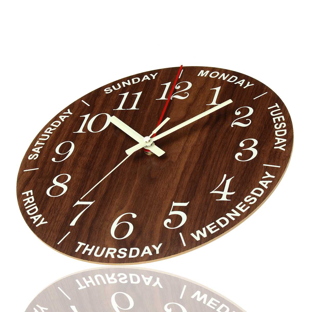 Rustic Wooden Glow Quiet Wall Clock