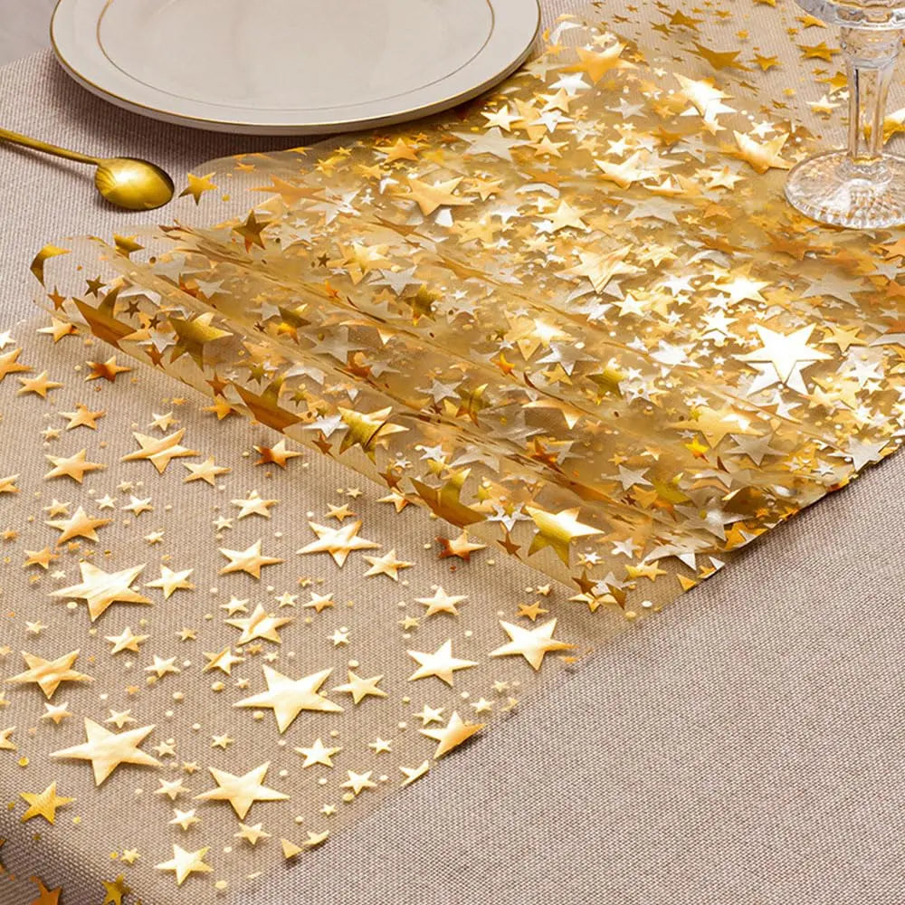 Luxury Metallic Table Runner with Star Design