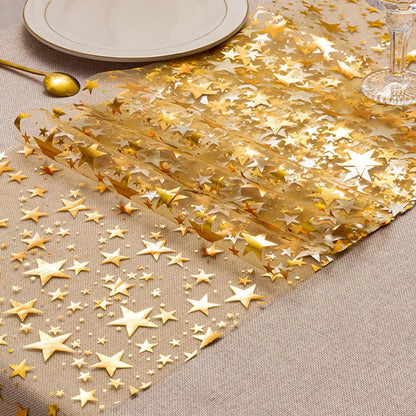 Luxury Metallic Table Runner with Star Design