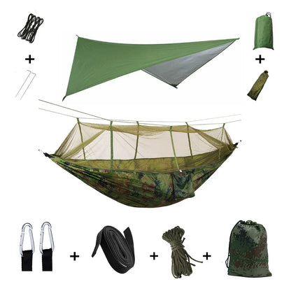 Lightweight Portable Camping Hammock with Bug Net & Rain Fly
