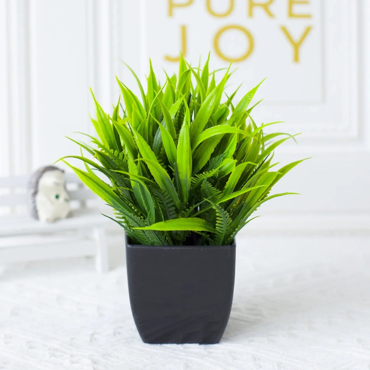 Small Artificial Eucalyptus Plant in Black Planter