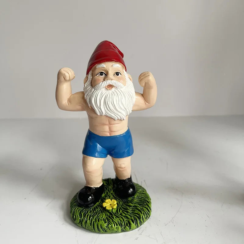 Comical Gnome Resin Statue for Home Garden Decor