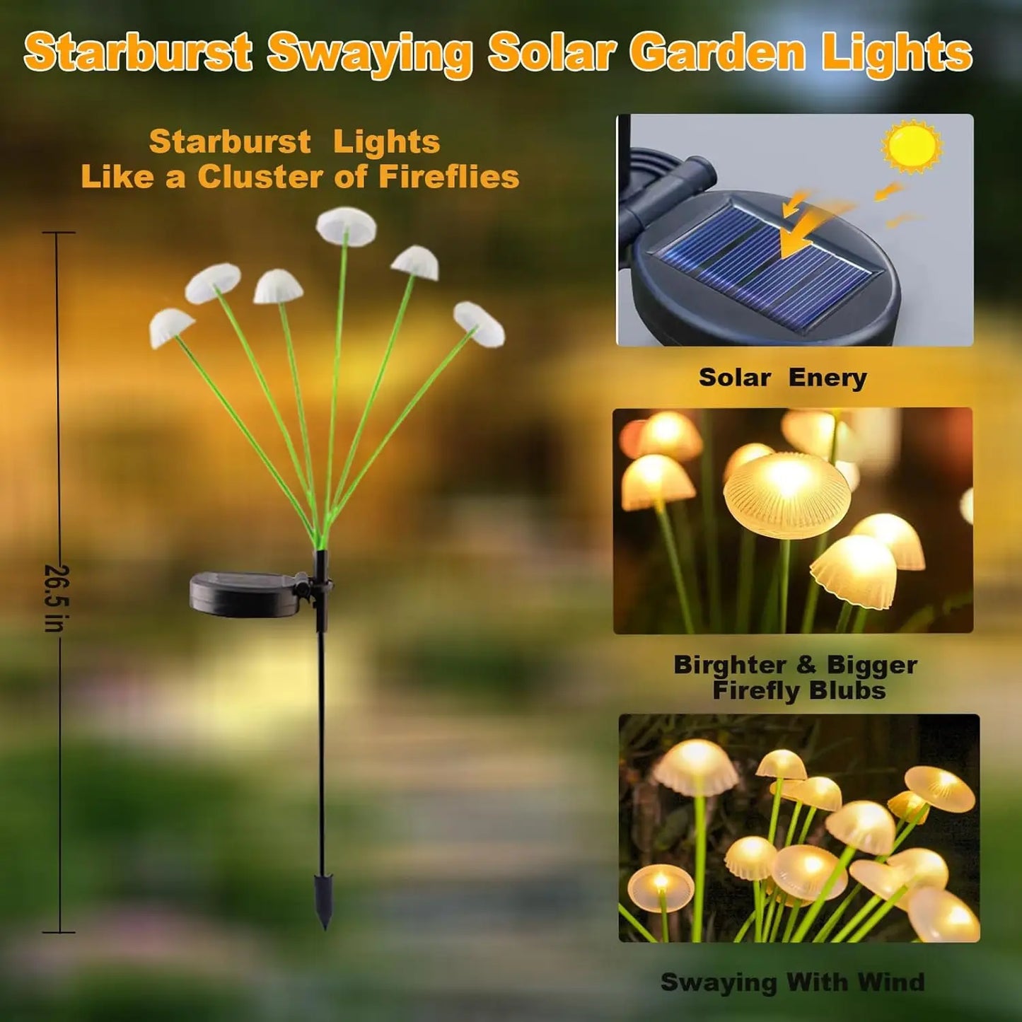 Colorful Solar Powered Garden Lamp 6 LED Lights Outdoor
