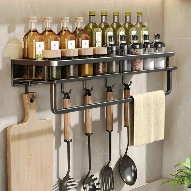 Space-Saving Kitchen Storage Rack with Hooks