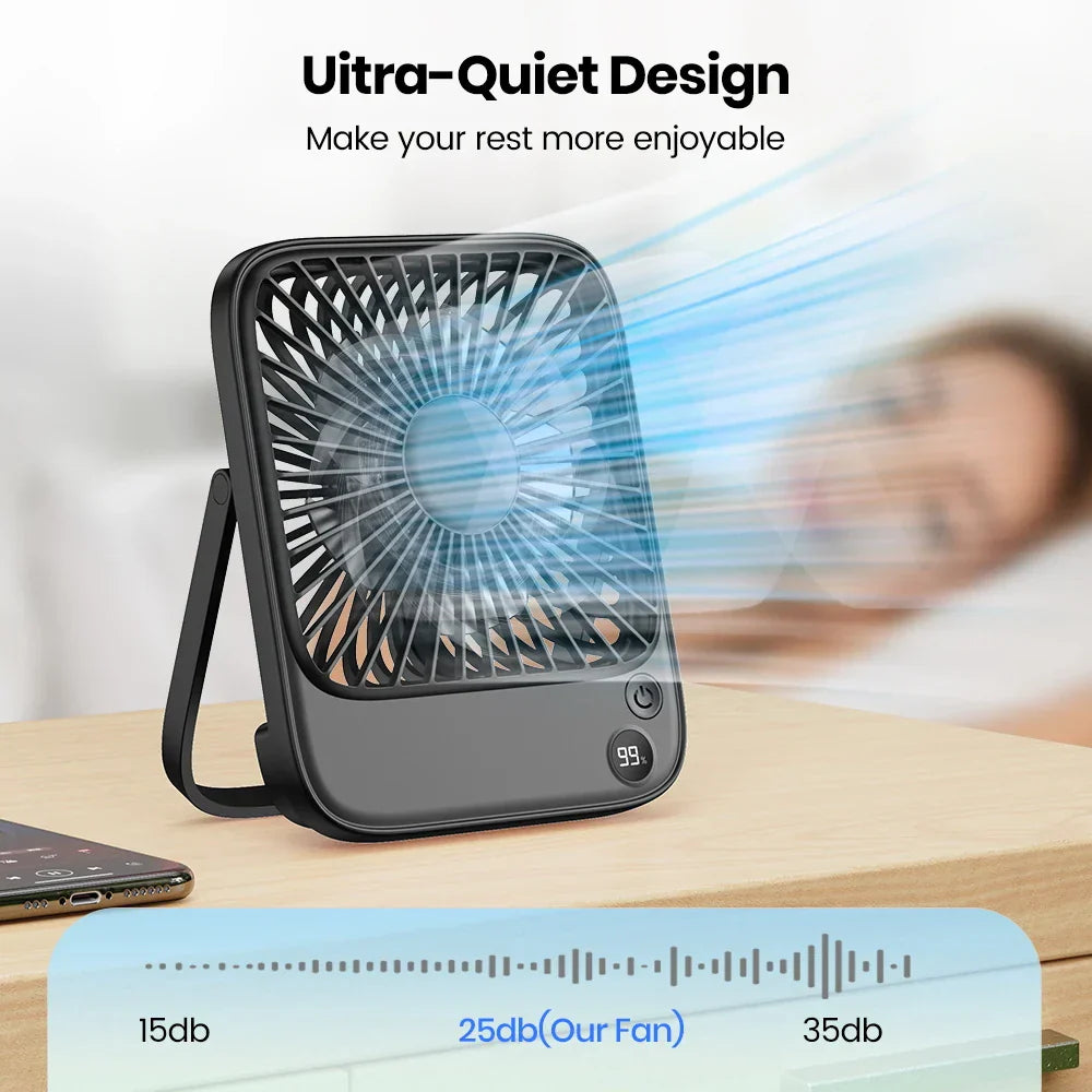 Portable Table Fan with Rechargeable Power Bank
