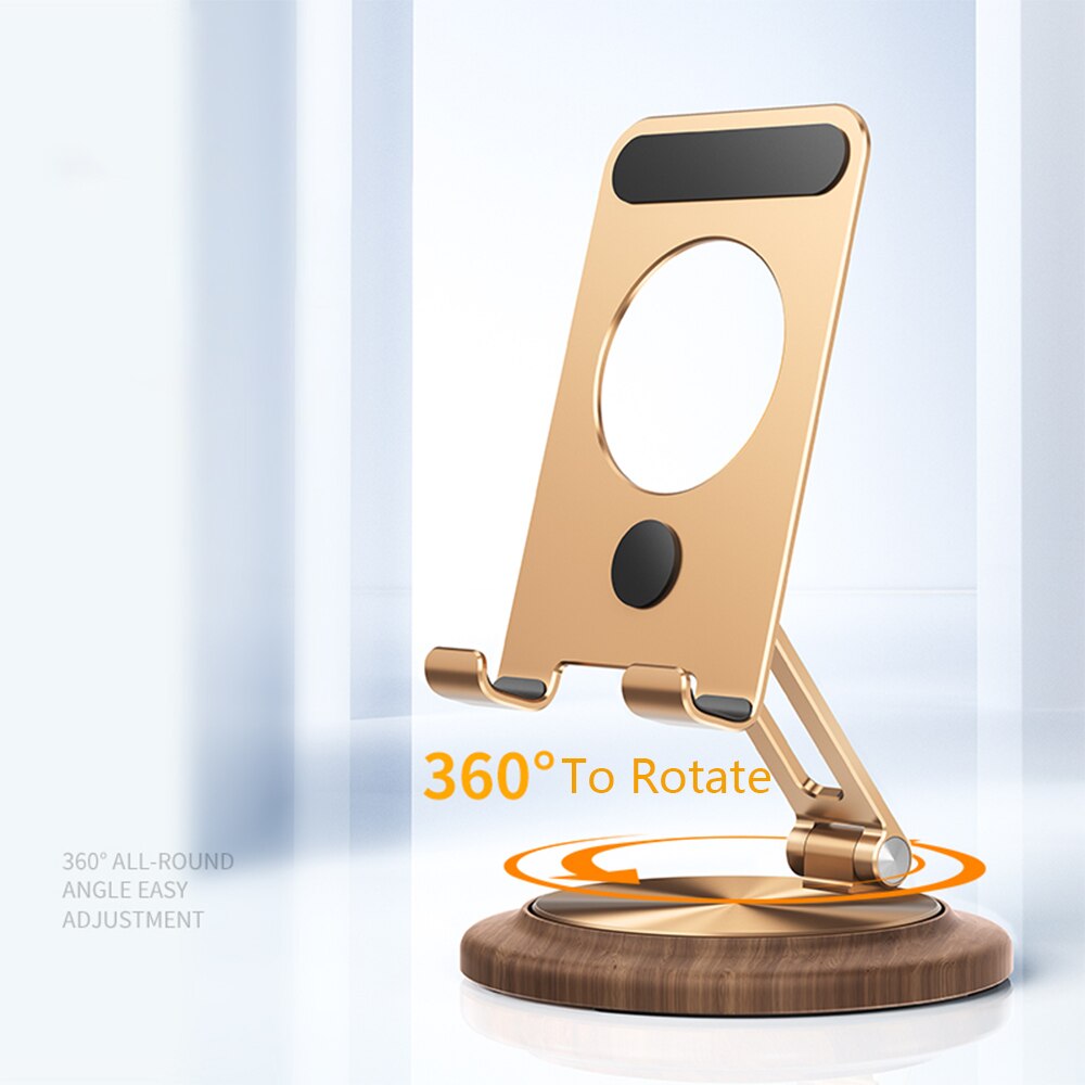 Adjustable Wooden Phone Stand with 360 Rotation