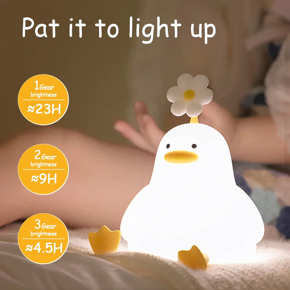Adorable Duck LED Night Lamp Soft USB Rechargeable
