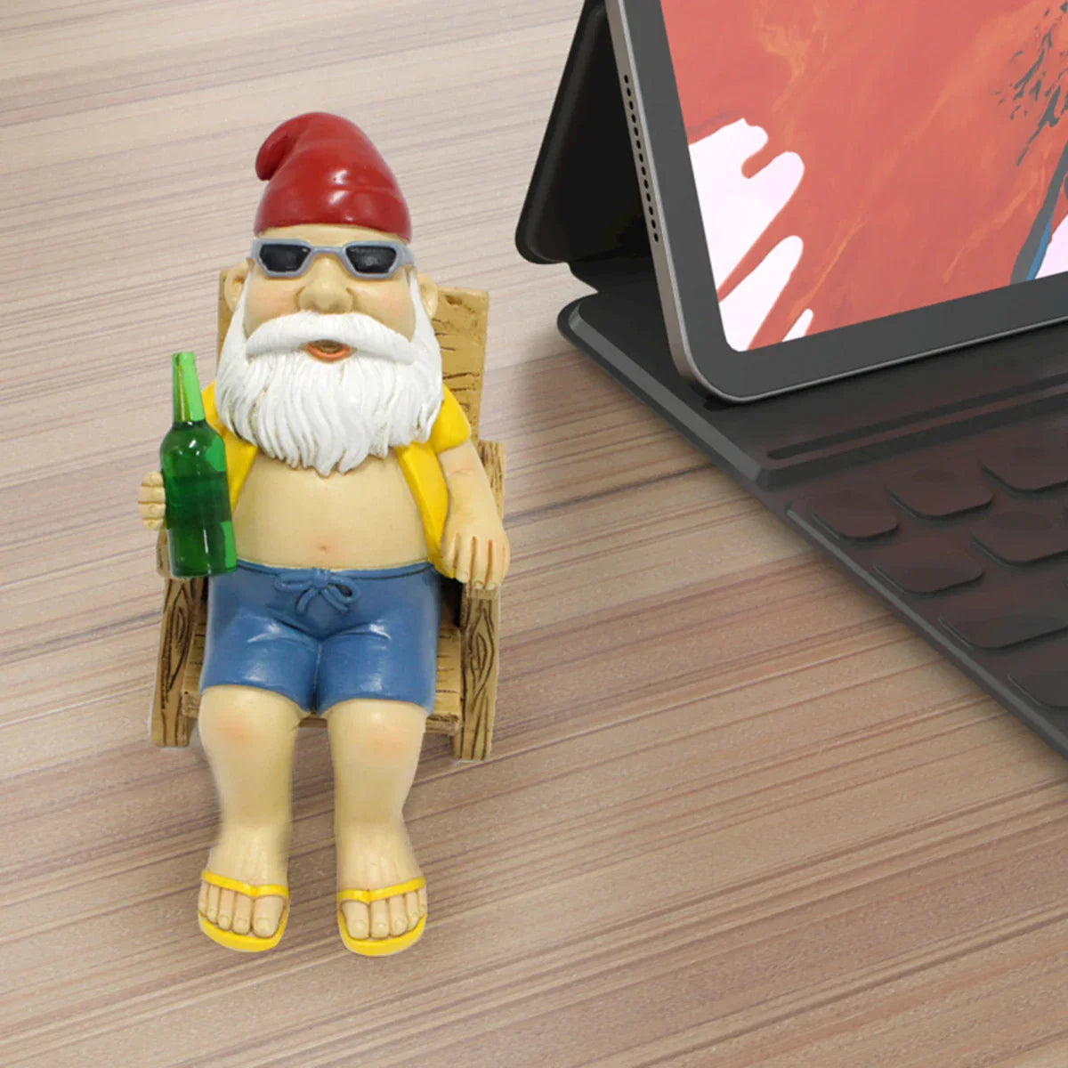 Funny Garden Gnome Statue with Chair Decor