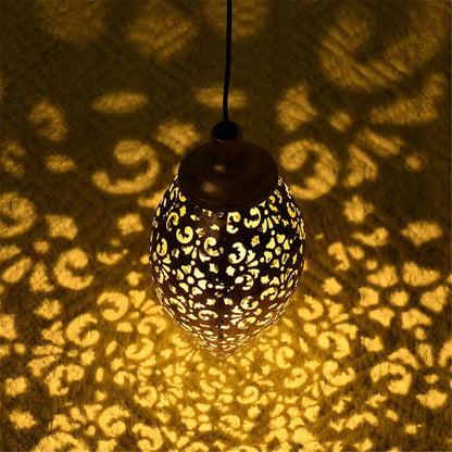 Solar Powered Outdoor Metal Lantern with Projection Effect
