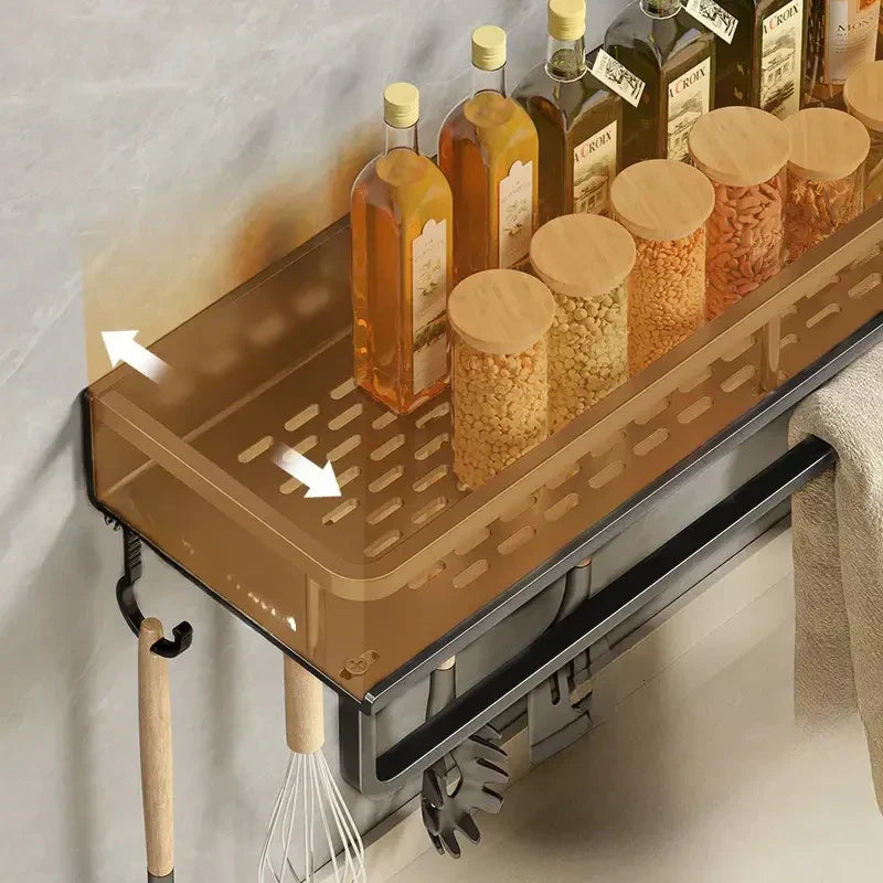 Space-Saving Kitchen Storage Rack with Hooks