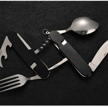 Portable 4-in-1 Stainless Steel Camping Cutlery Set