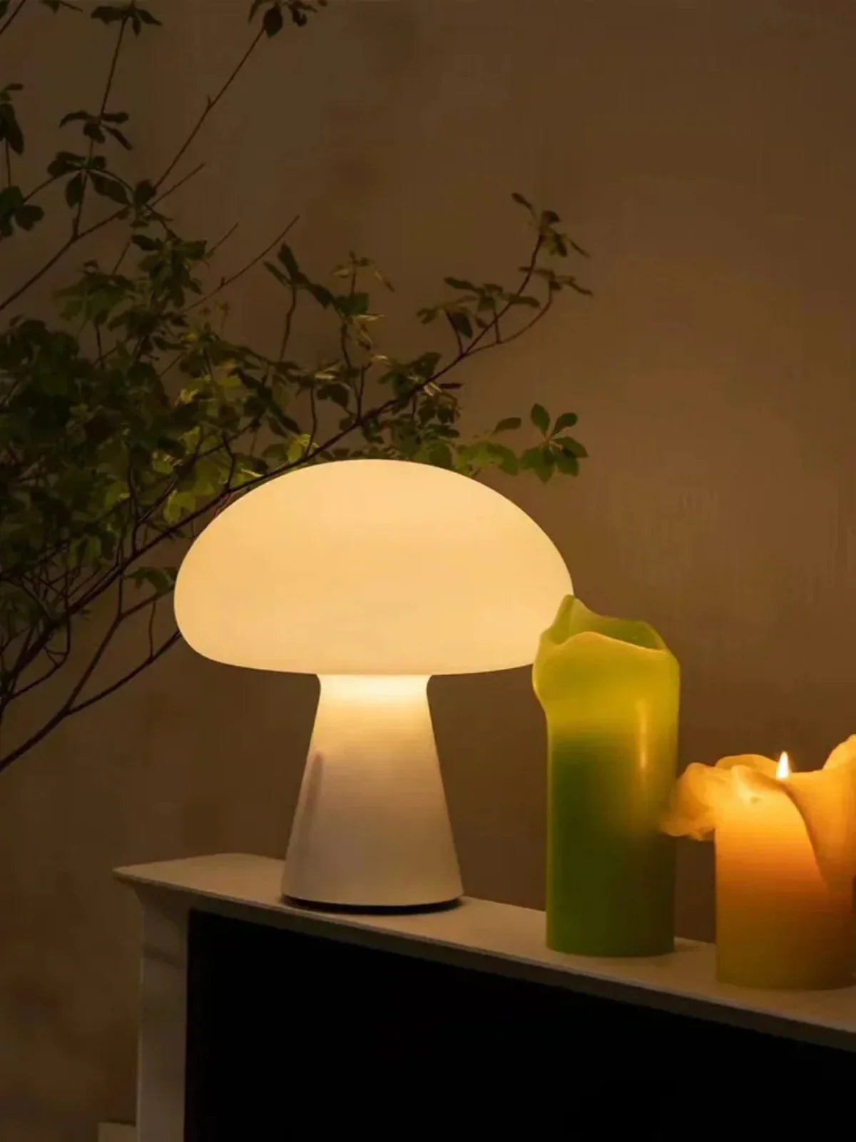 Elegant White Ceramic Mushroom Table Lamp - Fesara